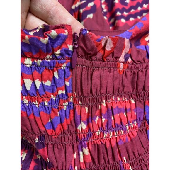 Farm Rio Anthropologie  Puff-Sleeve Smocked Maxi Dress Red Multi Small - Picture 6 of 11
